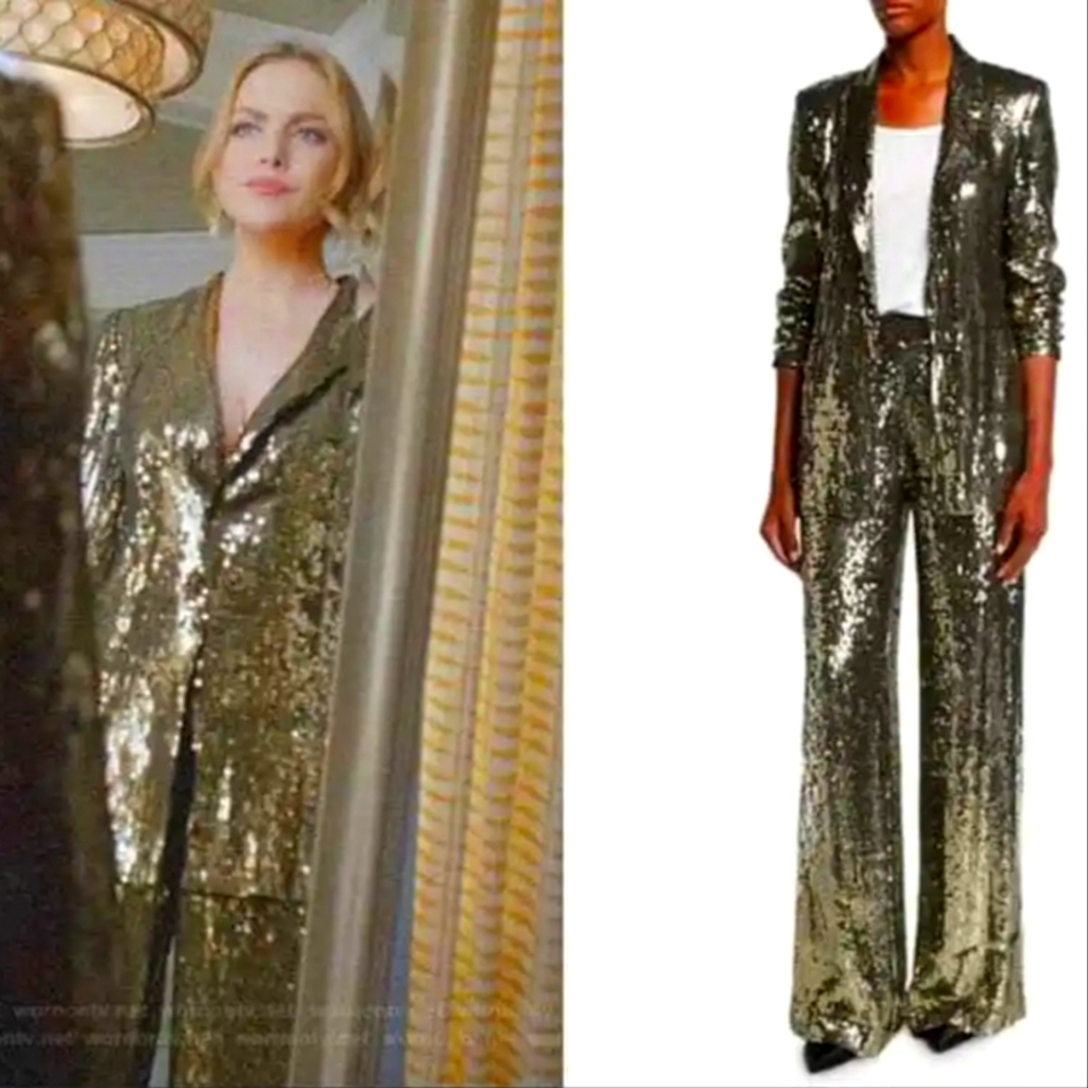 Alice + Olivia Gold Jace Sequin Blazer New